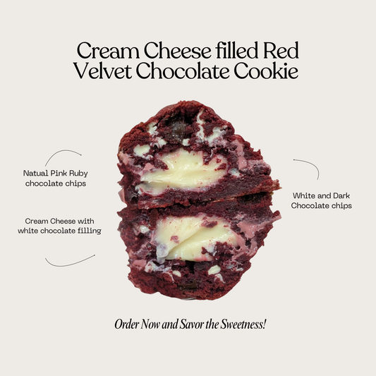 Cream Cheese filled Red Velvet Chocolate Cookie (No Dye)