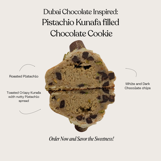Dubai Chocolate inspired - Pistachio Kunafa filled Chocolate Cookie